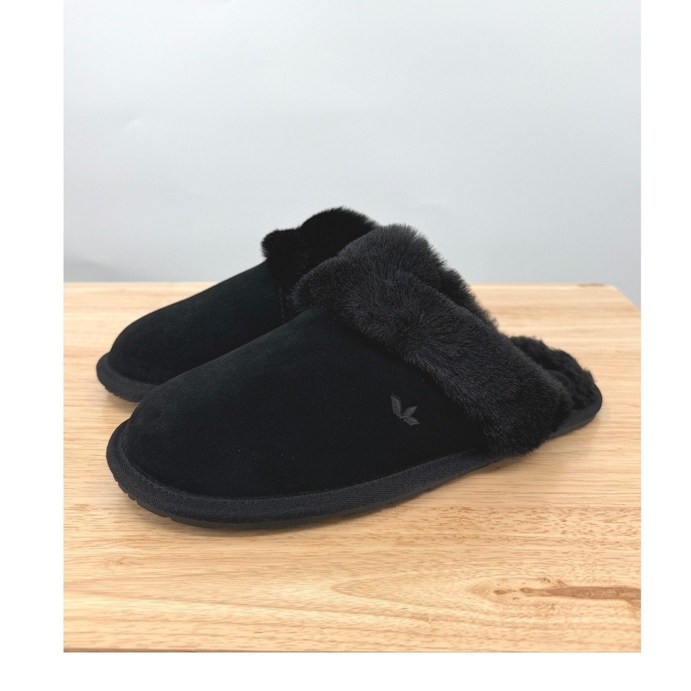 NEW Koolaburra by UGG Milo Womens US 7 Black Faux Fur Lined‎ Mule House Slippers